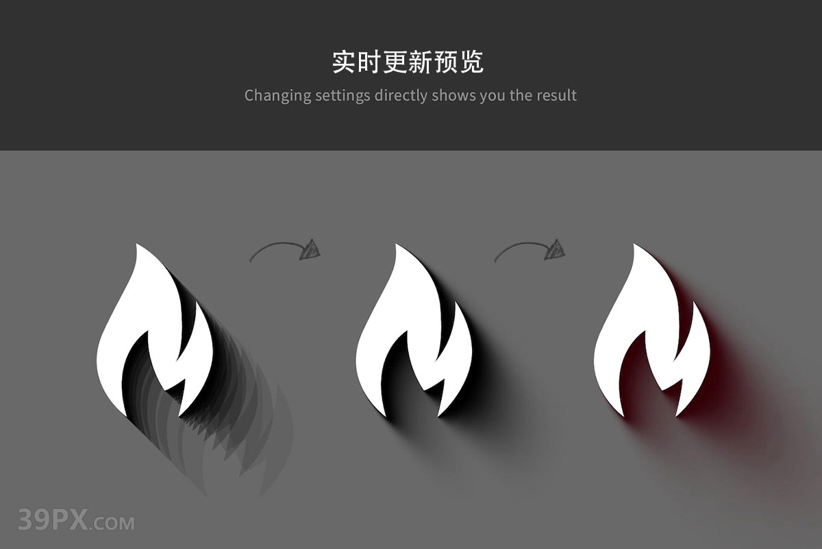 ps插件Shadowify2 逼真模糊和长阴影彩平中文版支持Win/Mac/ps2023