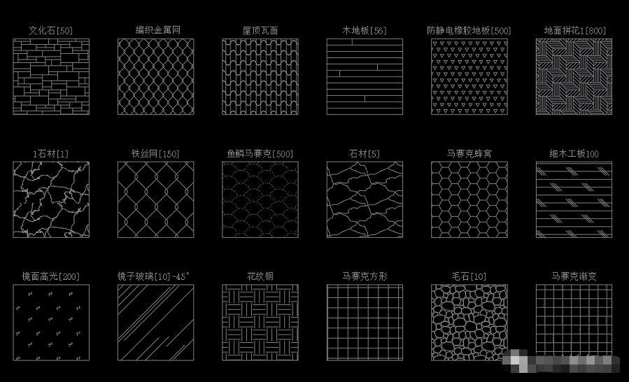 设计师常用700个中文名CAD填充图案合集