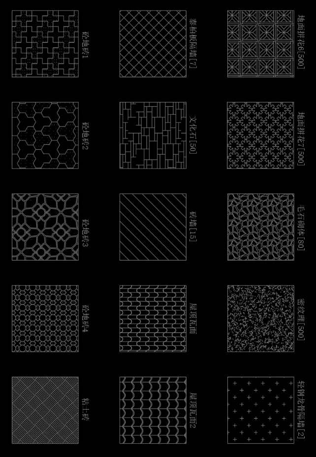 设计师常用700个中文名CAD填充图案合集