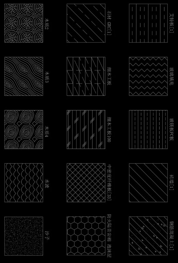 设计师常用700个中文名CAD填充图案合集