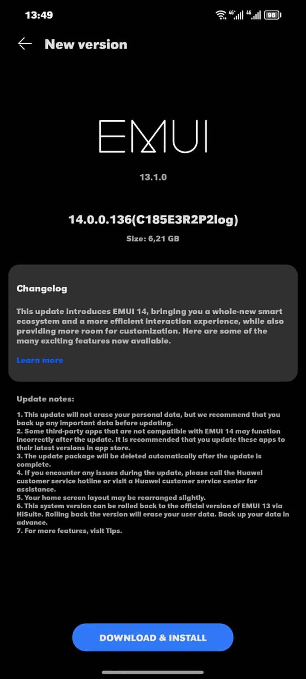 640-8 华为 EMUI 14 Beta 版开始推出
