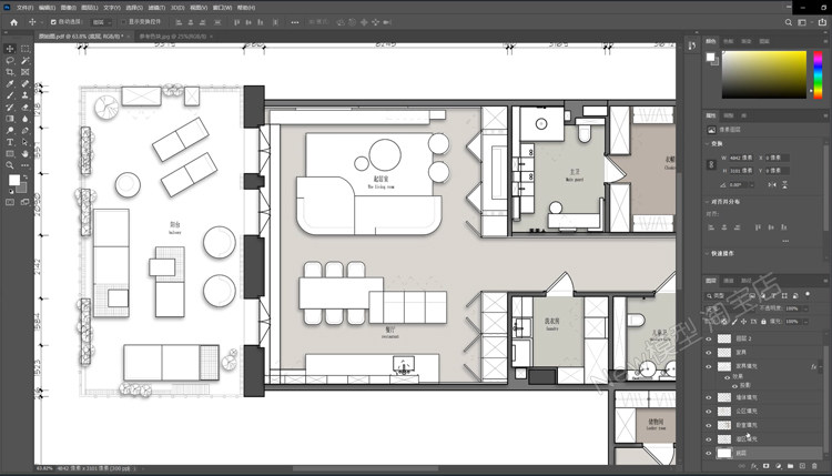 O1CN01I5wLCS1Xjj7qgrgUH_1941722960 室内设计家装高端彩平图表现MP4视频教程PS制作方案CAD彩屏图课程