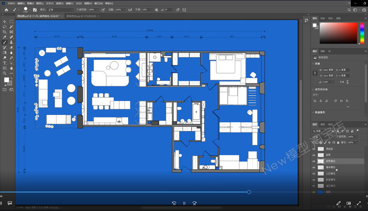O1CN01bq7Tpk1Xjj7jqBHwQ_1941722960 室内设计家装高端彩平图表现MP4视频教程PS制作方案CAD彩屏图课程