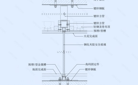 玻璃隔墙节点图(竖剖)