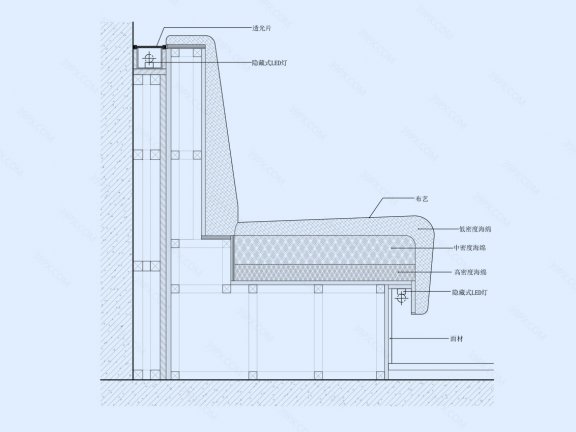 沙发凳/卡座节点图（竖剖）