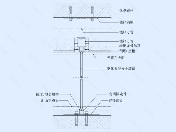 玻璃隔墙节点图(竖剖)