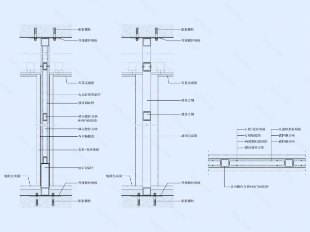 钢架墙节点图（竖剖+横剖）
