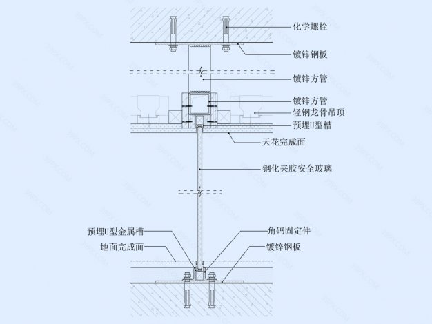 玻璃隔墙节点图（竖剖）