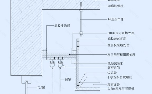 暗装式窗帘盒天花节点图