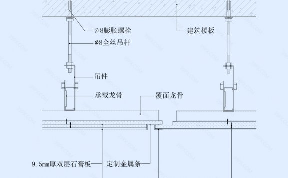伸缩缝工艺天花节点图（金属条）
