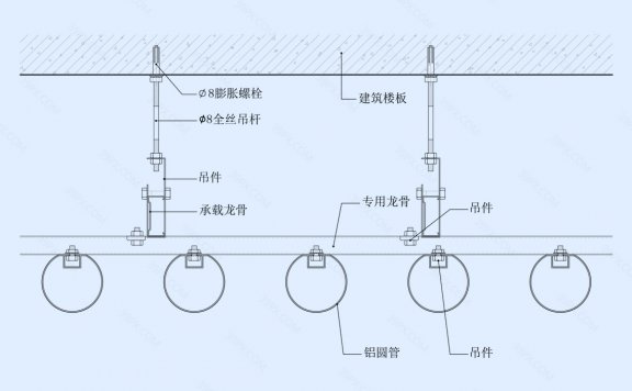 圆形金属格栅天花节点图