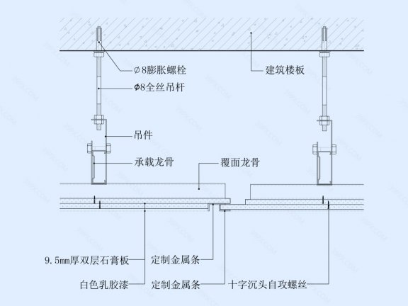 伸缩缝工艺天花节点图(金属条)