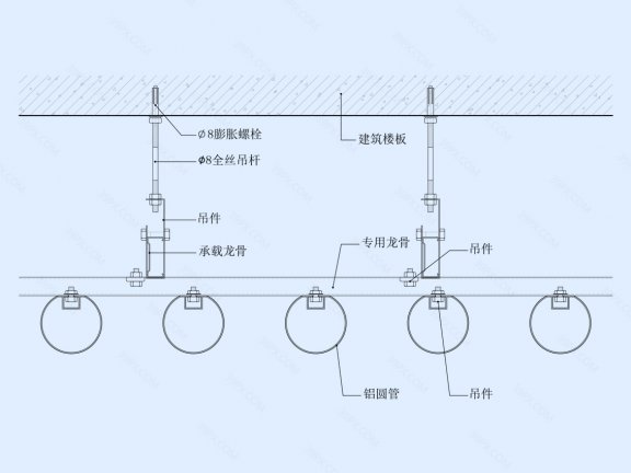 圆形金属格栅天花节点图