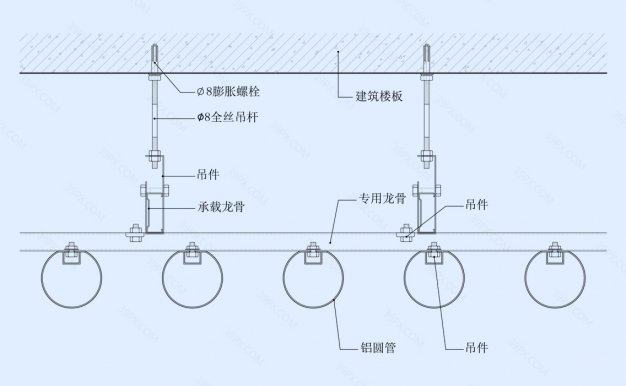 圆形金属格栅天花节点图