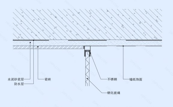 单标淋浴间墙身大样图