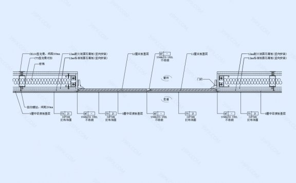 走道管井门大样图(横剖/竖剖)
