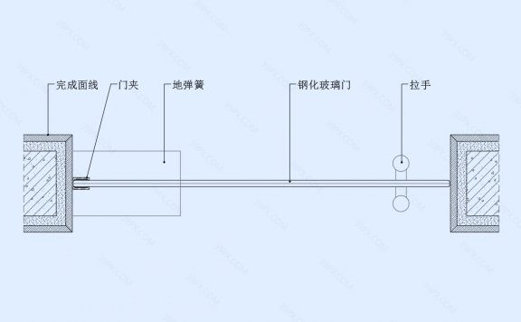 地弹簧玻璃门节点图(横剖/竖剖)