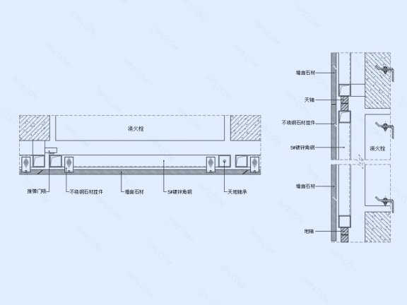 石材暗门(横剖/竖剖)节点图