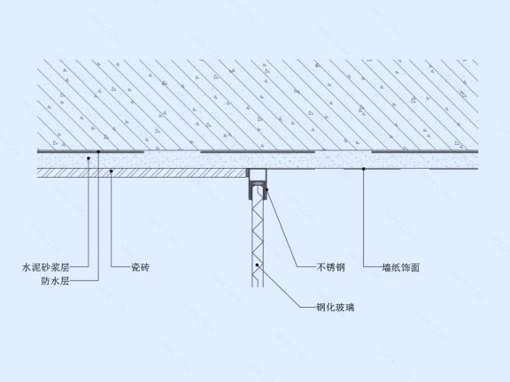 单标淋浴间墙身大样图