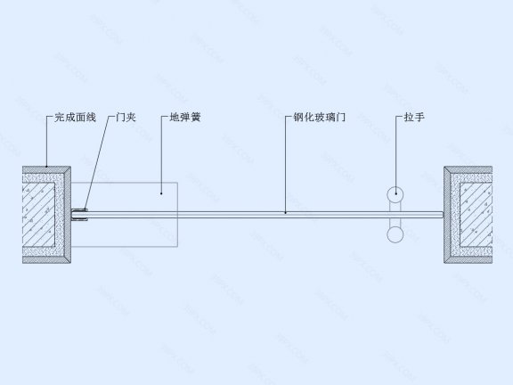 地弹簧玻璃门节点图(横剖/竖剖)