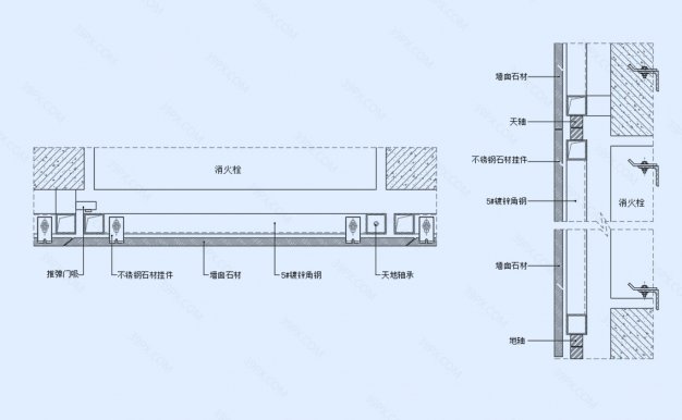 石材暗门（横剖/竖剖）节点图