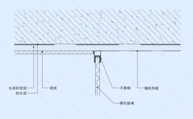 单标淋浴间墙身大样图