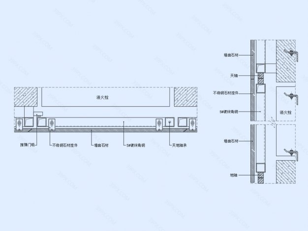 石材暗门（横剖/竖剖）节点图
