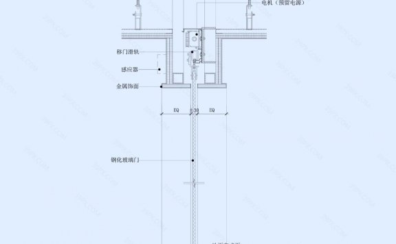 电动玻璃移门节点大样图(横剖/竖剖)